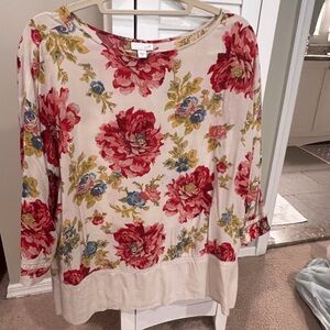 j jill Floral Print Women's Top medium
